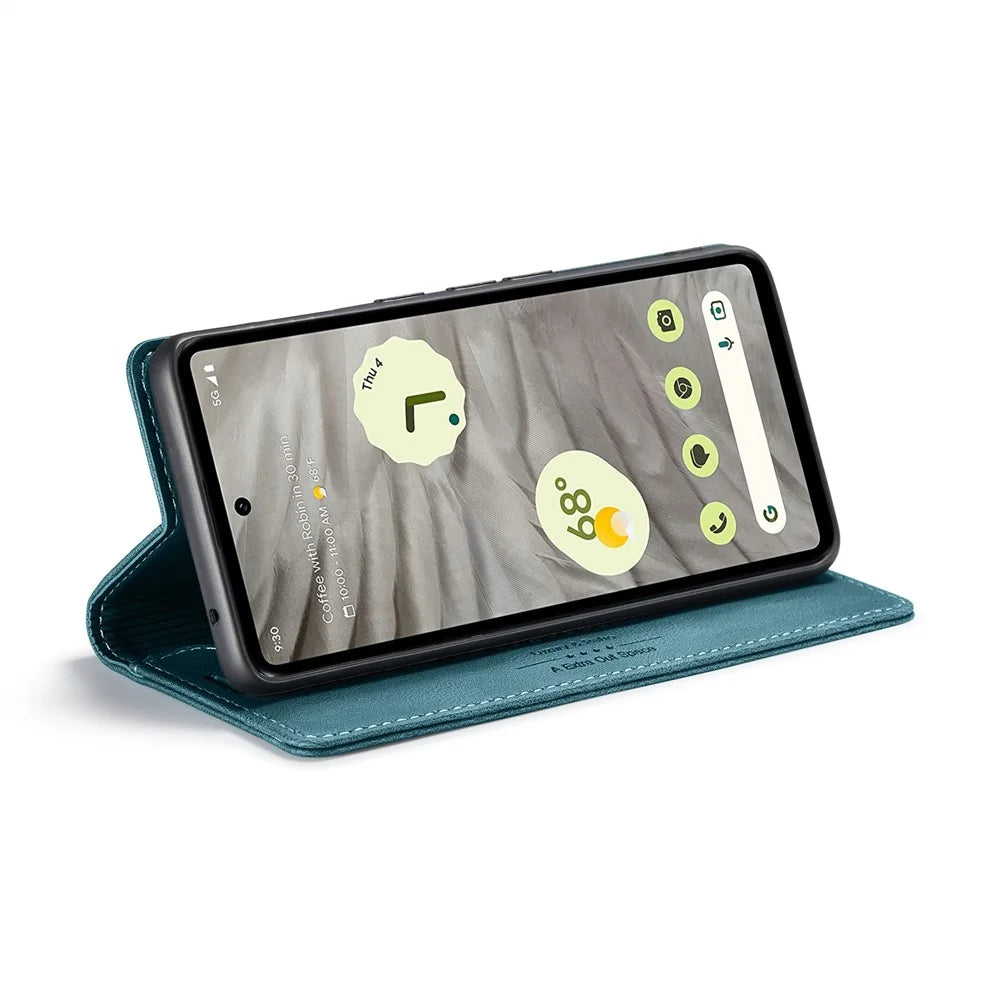 AUTSPACE For Google Pixel 7a Wallet Case  A01 Leather Stand Cover with RFID Blocking Card Holder - Blue - 4