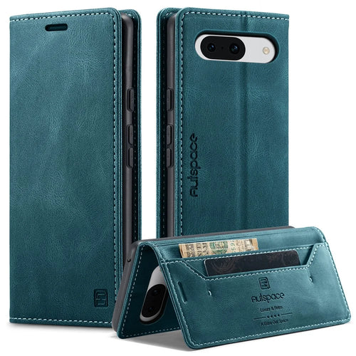 AUTSPACE For Google Pixel 8a Wallet Case  A01 Leather Stand Cover with RFID Blocking Card Holder - Blue - 1