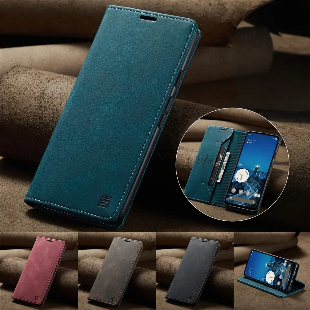 AUTSPACE For Google Pixel 8a Wallet Case  A01 Leather Stand Cover with RFID Blocking Card Holder - Blue - 5