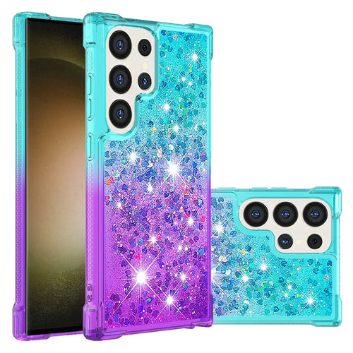 For Samsung Galaxy S25 Ultra TPU Case Gradient Quicksand Phone Back Cover - Sky Blue+Purple - 1