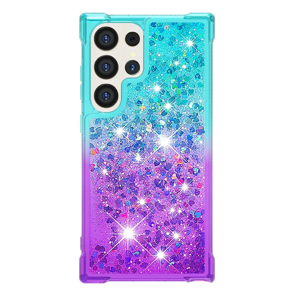 For Samsung Galaxy S25 Ultra TPU Case Gradient Quicksand Phone Back Cover - Sky Blue+Purple - 2