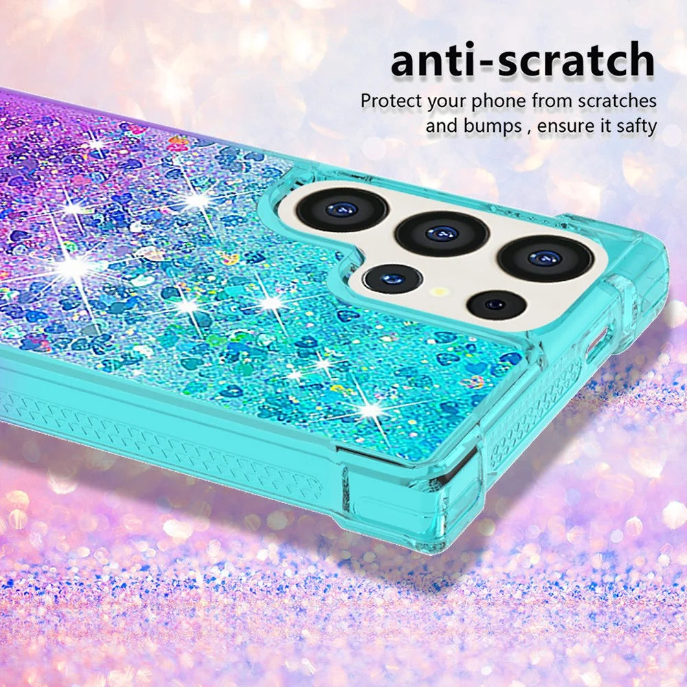 For Samsung Galaxy S25 Ultra TPU Case Gradient Quicksand Phone Back Cover - Sky Blue+Purple - 4