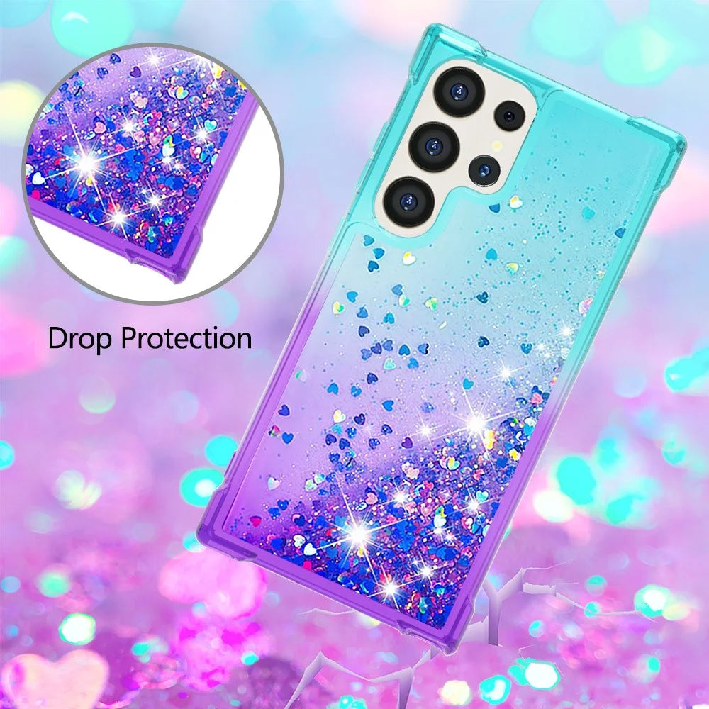 For Samsung Galaxy S25 Ultra TPU Case Gradient Quicksand Phone Back Cover - Sky Blue+Purple - 5