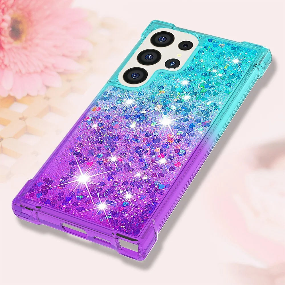 For Samsung Galaxy S25 Ultra TPU Case Gradient Quicksand Phone Back Cover - Sky Blue+Purple - 6
