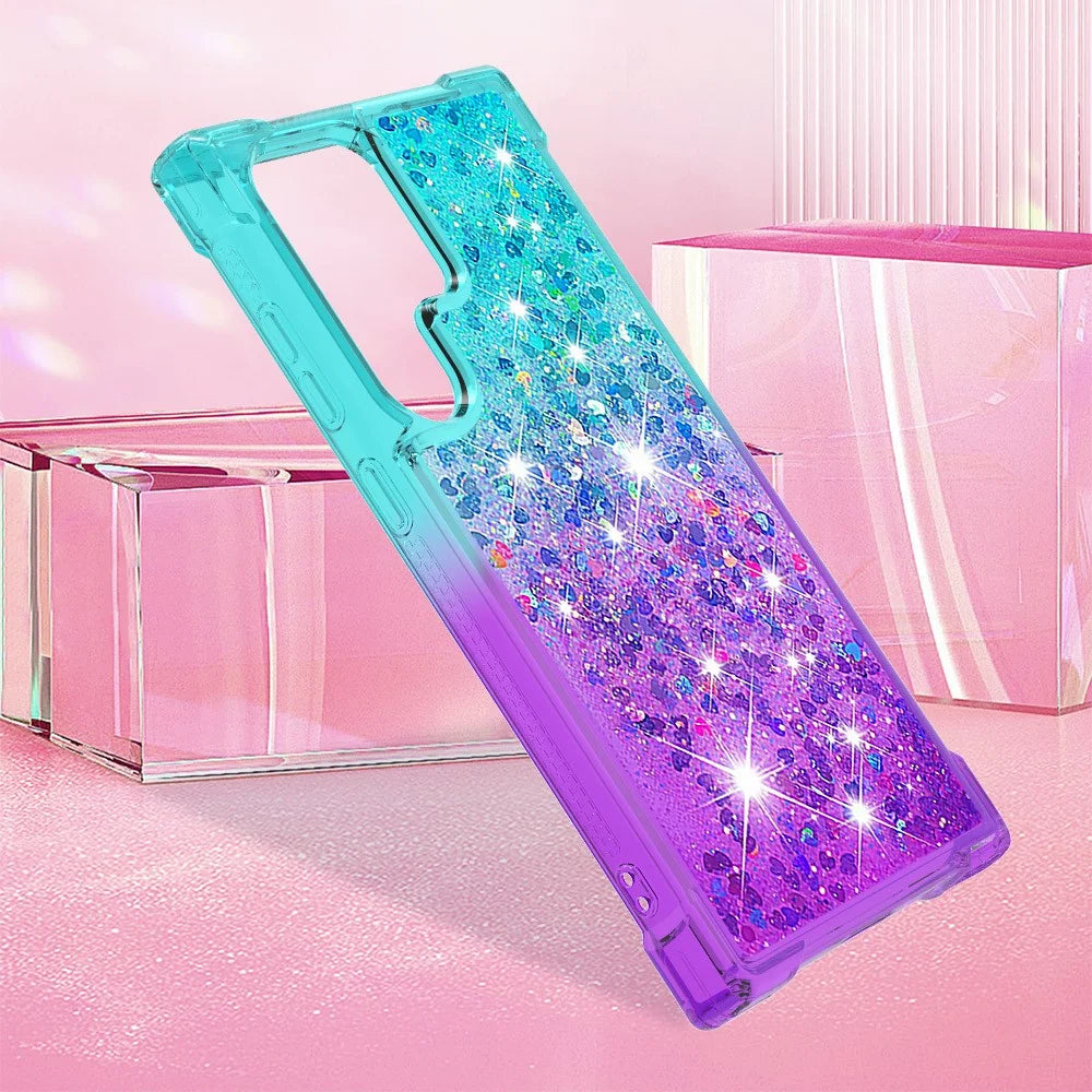 For Samsung Galaxy S25 Ultra TPU Case Gradient Quicksand Phone Back Cover - Sky Blue+Purple - 7