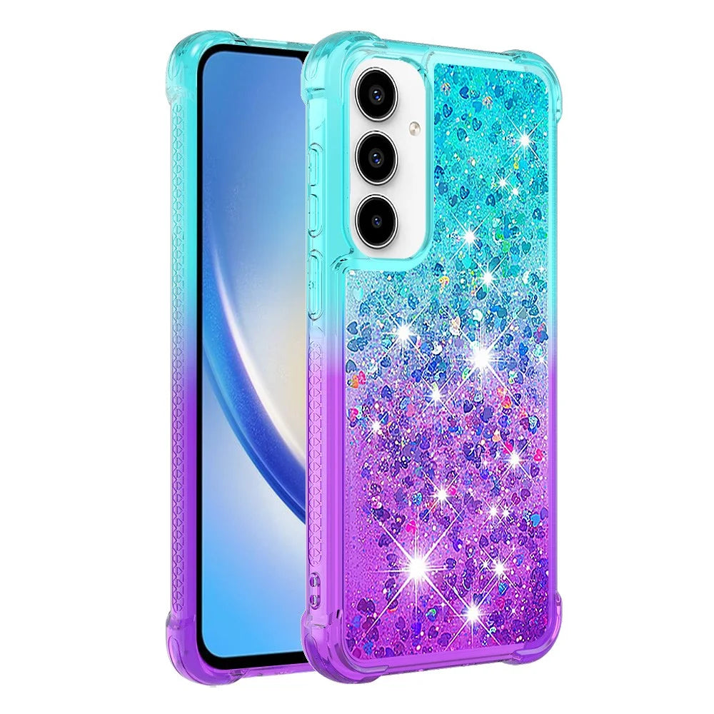 For Samsung Galaxy A37 5G / A56 5G / A36 5G TPU Case Gradient Quicksand Phone Back Cover - Sky Blue+Purple - 3