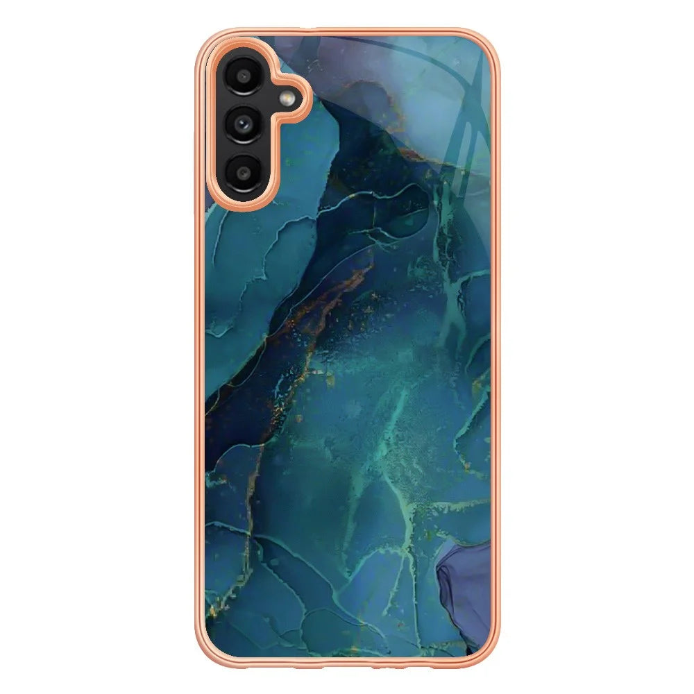 For Samsung Galaxy A37 5G / A56 5G / A36 5G TPU Case Marble Pattern 2.0mm Electroplating Phone Back Cover - Green - 2