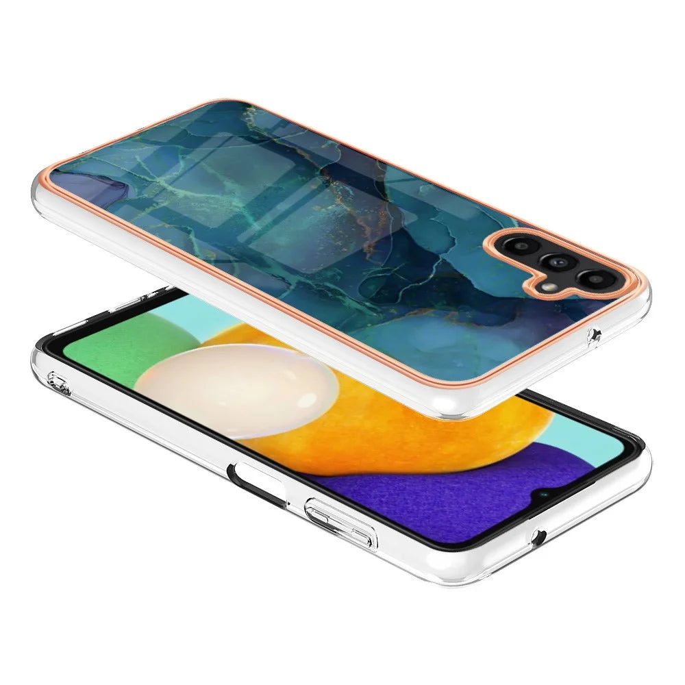 For Samsung Galaxy A37 5G / A56 5G / A36 5G TPU Case Marble Pattern 2.0mm Electroplating Phone Back Cover - Green - 3