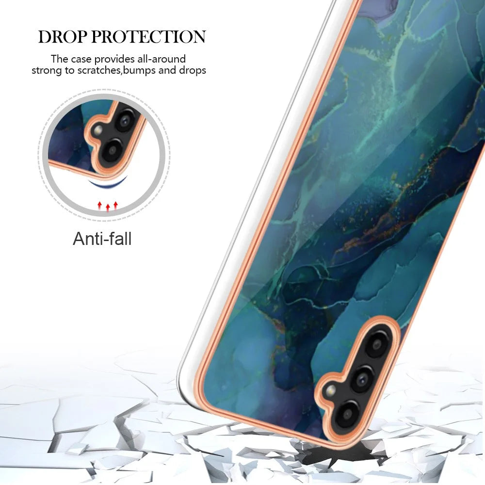 For Samsung Galaxy A37 5G / A56 5G / A36 5G TPU Case Marble Pattern 2.0mm Electroplating Phone Back Cover - Green - 5