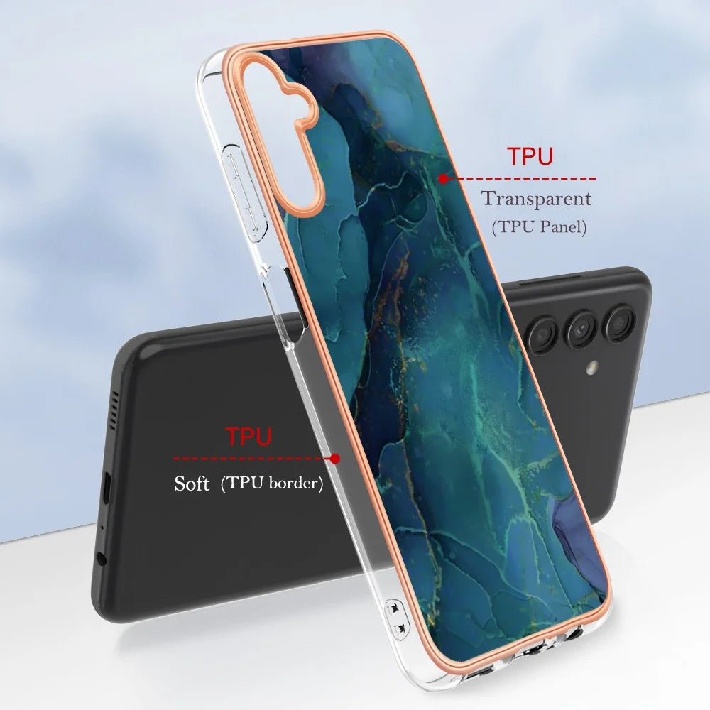 For Samsung Galaxy A37 5G / A56 5G / A36 5G TPU Case Marble Pattern 2.0mm Electroplating Phone Back Cover - Green - 6