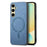 For Samsung Galaxy A56 5G Leather Back Magnetic Case Skin-touch Phone Cover - Blue - 1
