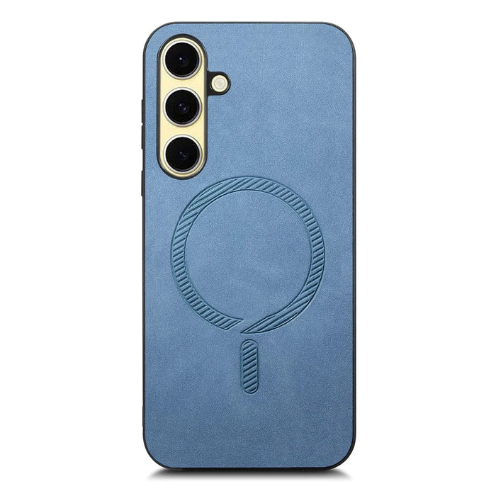 For Samsung Galaxy A56 5G Leather Back Magnetic Case Skin-touch Phone Cover - Blue - 3