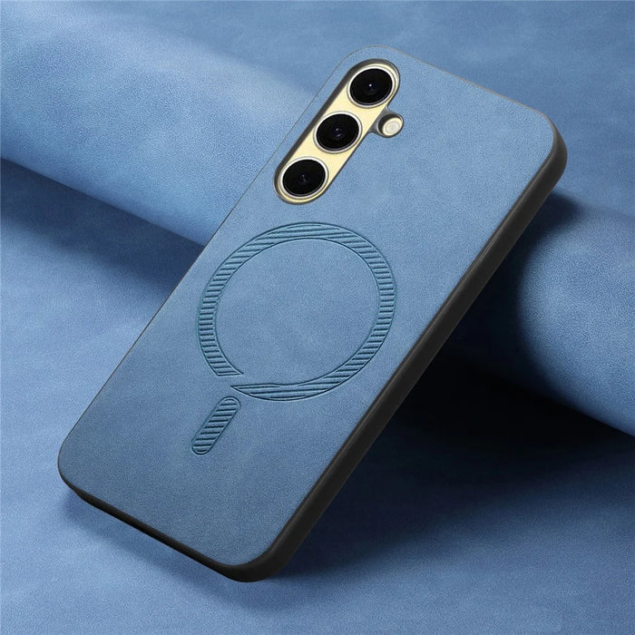 For Samsung Galaxy A56 5G Leather Back Magnetic Case Skin-touch Phone Cover - Blue - 4