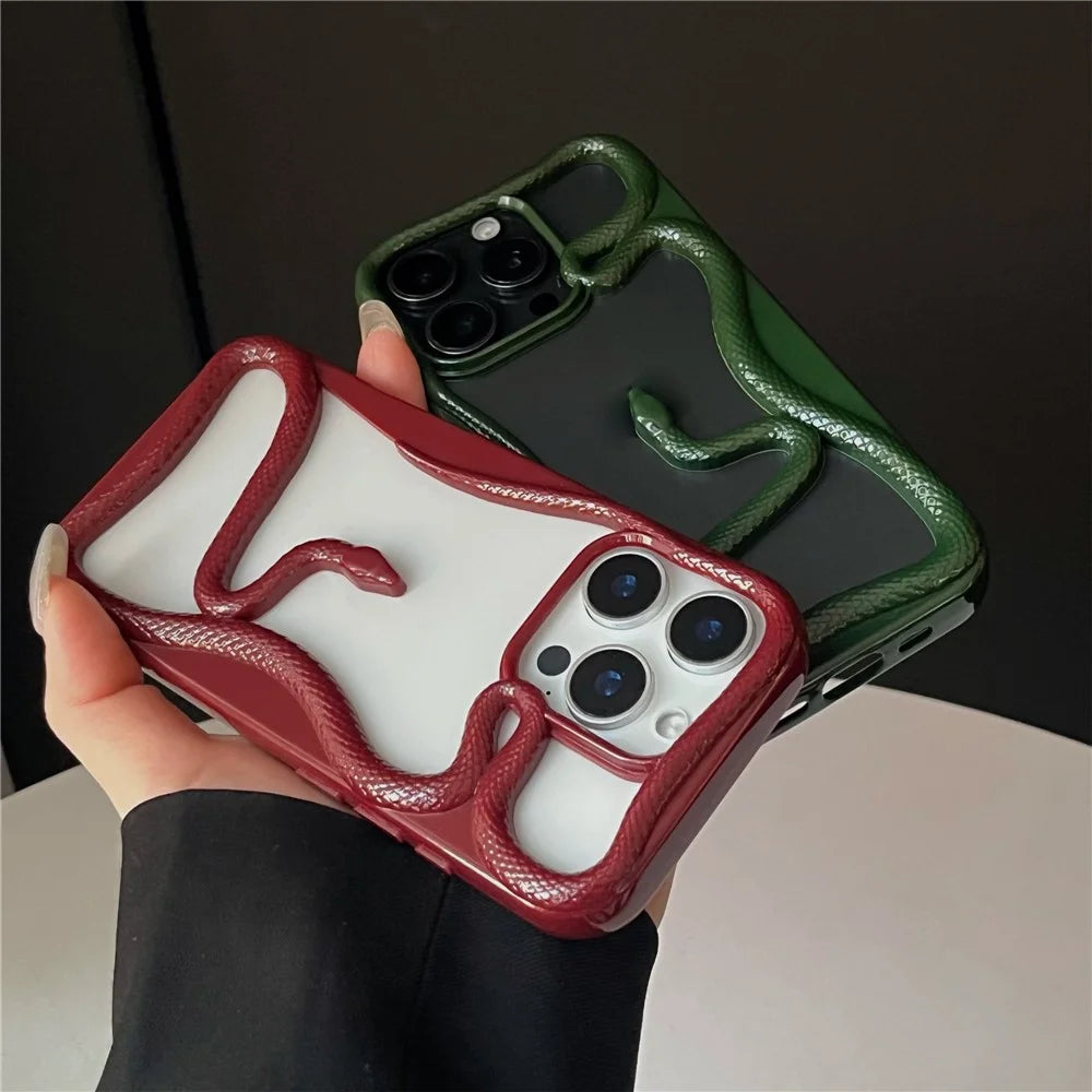 For iPhone 16 Pro Bumper Case Hollow Snake Design TPU Phone Cover - Blackish Green - 4