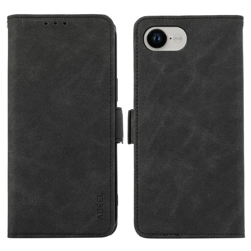 ABEEL For iPhone 17e / 16e Case PU Leather Folio Stand View RFID Blocking Phone Cover - Black - 1