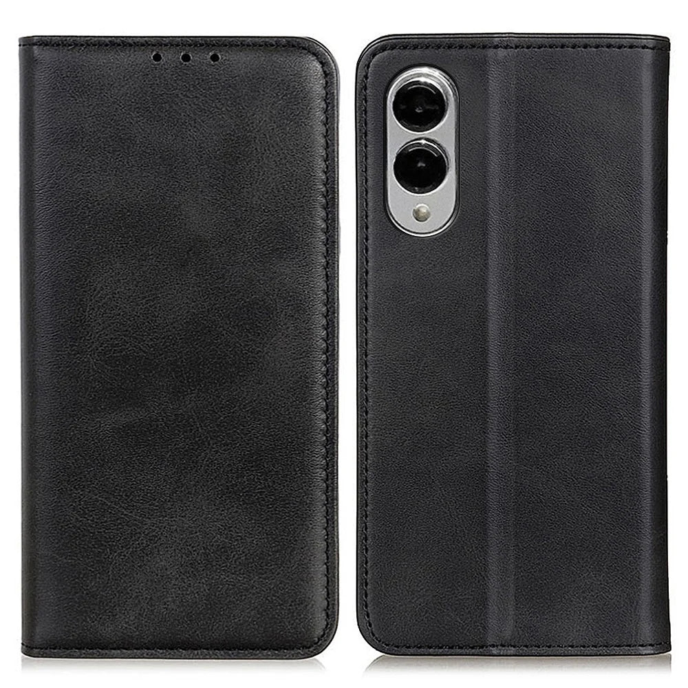 For Samsung Galaxy S25 Edge Case Split Leather Flip Wallet Phone Cover - Black - 1