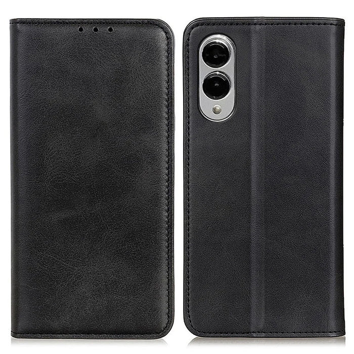 For Samsung Galaxy S25 Edge Case Split Leather Flip Wallet Phone Cover - Black - 1