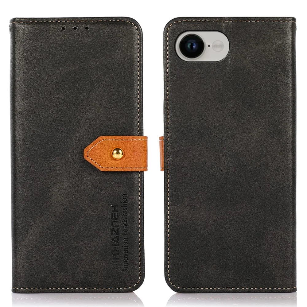 KHAZNEH For iPhone 17e / 16e Wallet Phone Case Stand Leather Flip Cover - Black - 1