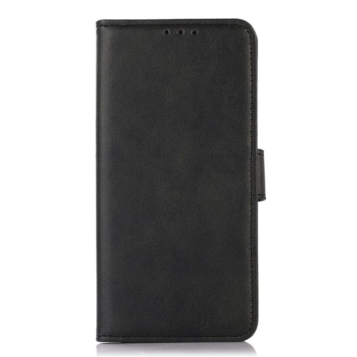 For iPhone 17e / 16e Case Cowhide Texture Leather Wallet Phone Cover with Stand - Black - 6