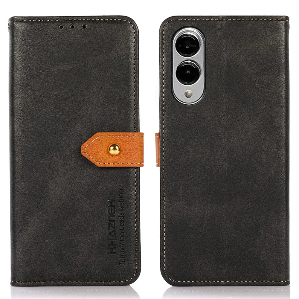 KHAZNEH For Samsung Galaxy S25 Edge Wallet Phone Case Stand Leather Flip Cover - Black - 1