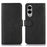For Samsung Galaxy S25 Edge Case Cowhide Texture Leather Wallet Phone Cover with Stand - Black - 1