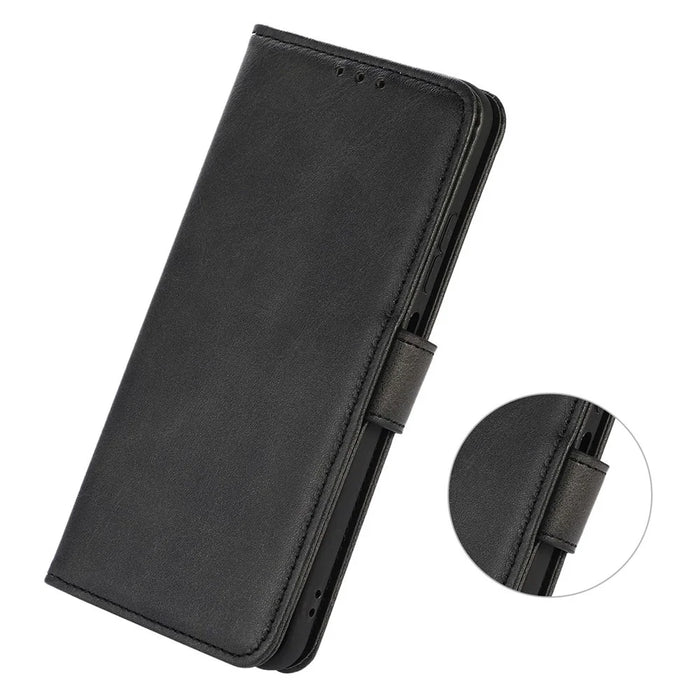 For Samsung Galaxy S25 Edge Case Cowhide Texture Leather Wallet Phone Cover with Stand - Black - 4