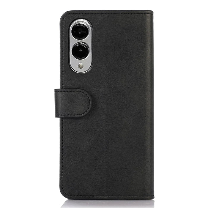 For Samsung Galaxy S25 Edge Case Cowhide Texture Leather Wallet Phone Cover with Stand - Black - 7
