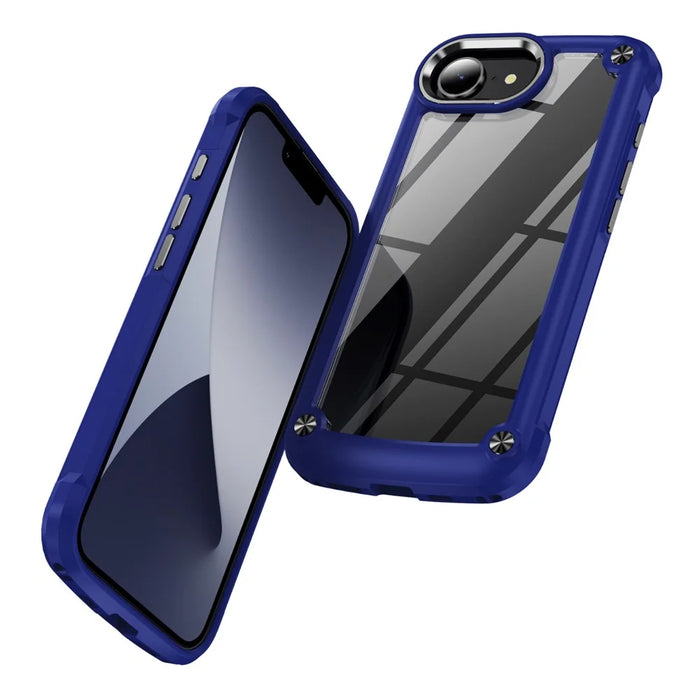 For iPhone 17e / 16e Case Anti-Drop Alloy Lens Frame PC + TPU Phone Cover - Blue - 2