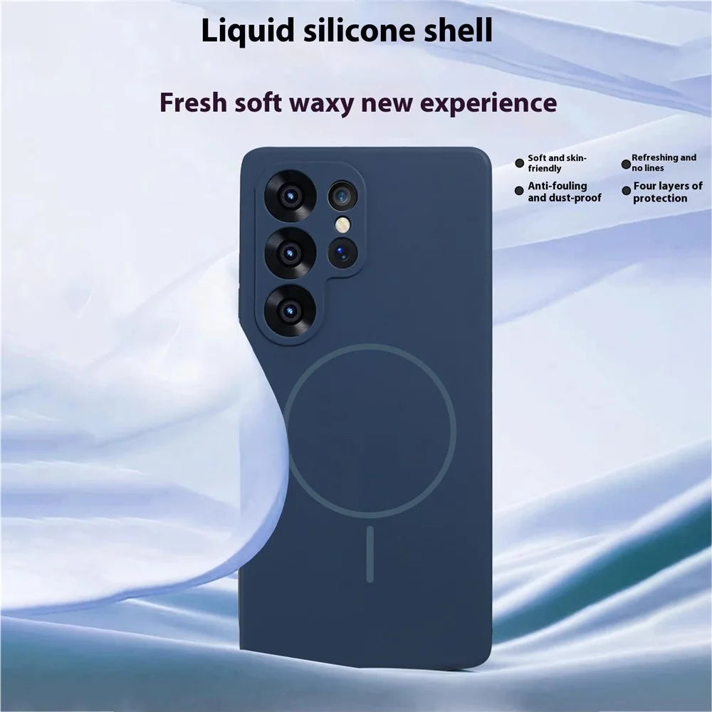 Bulk Purchasing For Samsung Galaxy S25 Ultra Magnetic Case Liquid Silicone + PC Phone Back Cover - Navy Blue - 2