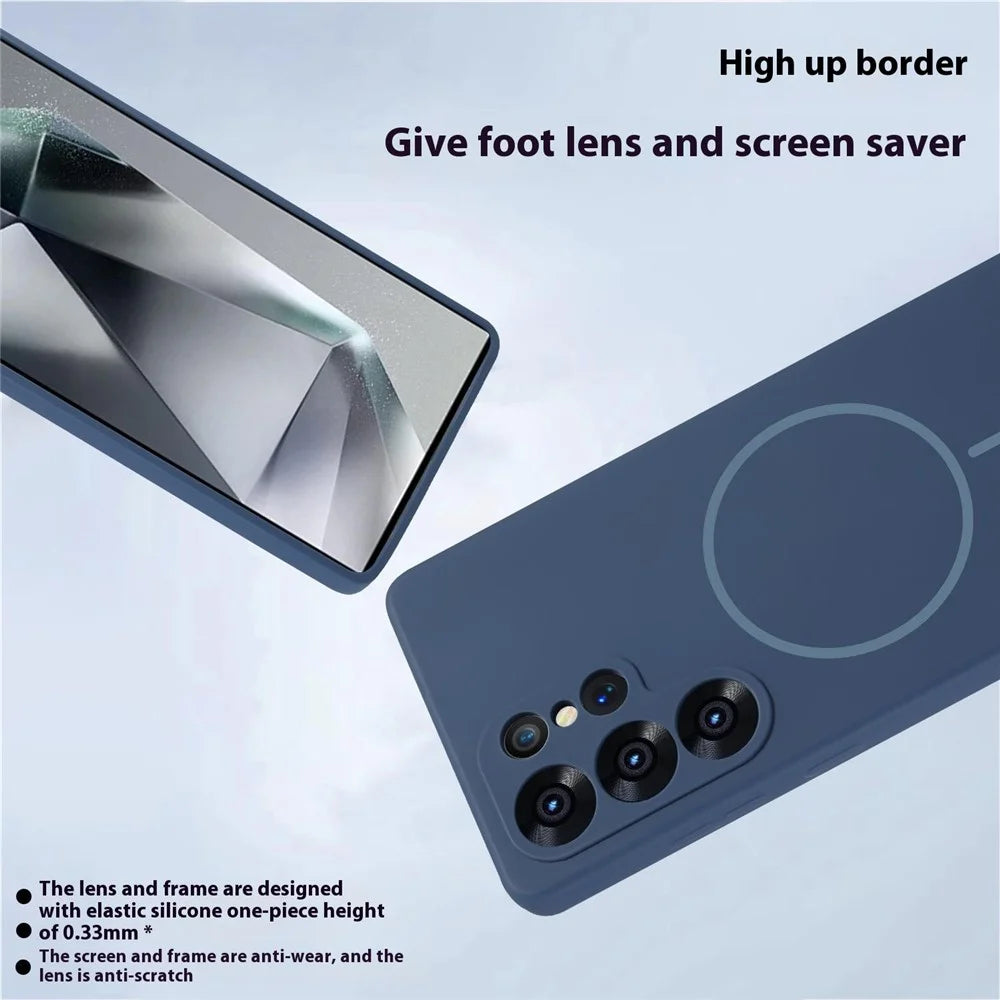 Bulk Purchasing For Samsung Galaxy S25 Ultra Magnetic Case Liquid Silicone + PC Phone Back Cover - Navy Blue - 6