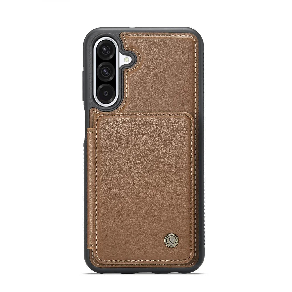 JEEHOOD For Samsung Galaxy A26 5G Case  J05 Leather Mobile Cover with Detachable Magnetic Card Bag - Brown - 2