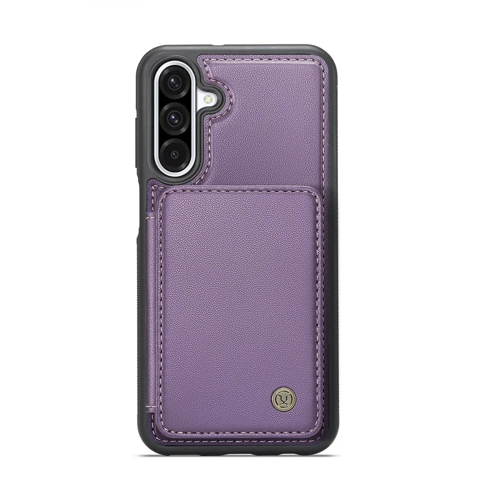 JEEHOOD For Samsung Galaxy A56 5G Case  J05 Leather Mobile Cover with Detachable Magnetic Card Bag - Purple - 2