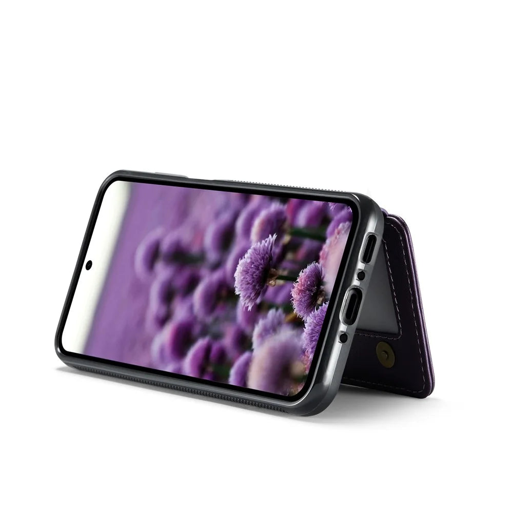 JEEHOOD For Samsung Galaxy A56 5G Case  J05 Leather Mobile Cover with Detachable Magnetic Card Bag - Purple - 3