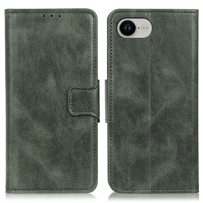 For iPhone 17e / 16e Case RFID Blocking Genuine Cow Leather Wallet Phone Cover - Blackish Green - 1