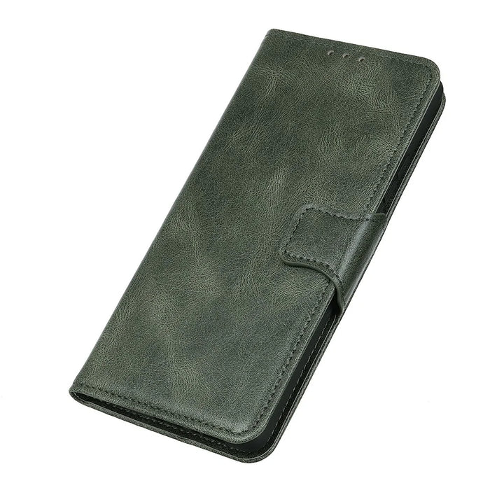 For iPhone 17e / 16e Case RFID Blocking Genuine Cow Leather Wallet Phone Cover - Blackish Green - 5
