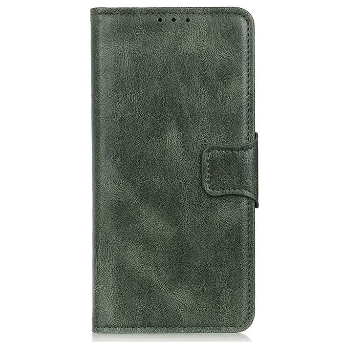 For iPhone 17e / 16e Case RFID Blocking Genuine Cow Leather Wallet Phone Cover - Blackish Green - 7