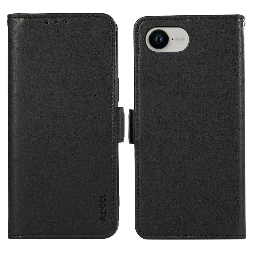 ABEEL For iPhone 17e / 16e Case Leather Phone Cover with RFID Blocking Wallet - Black - 1