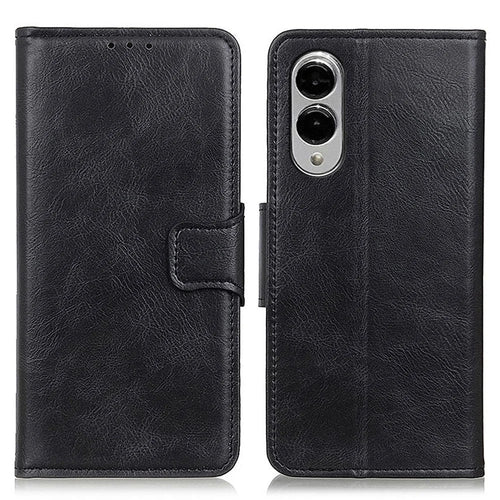 For Samsung Galaxy S25 Edge Case RFID Blocking Genuine Cow Leather Wallet Phone Cover - Black - 1