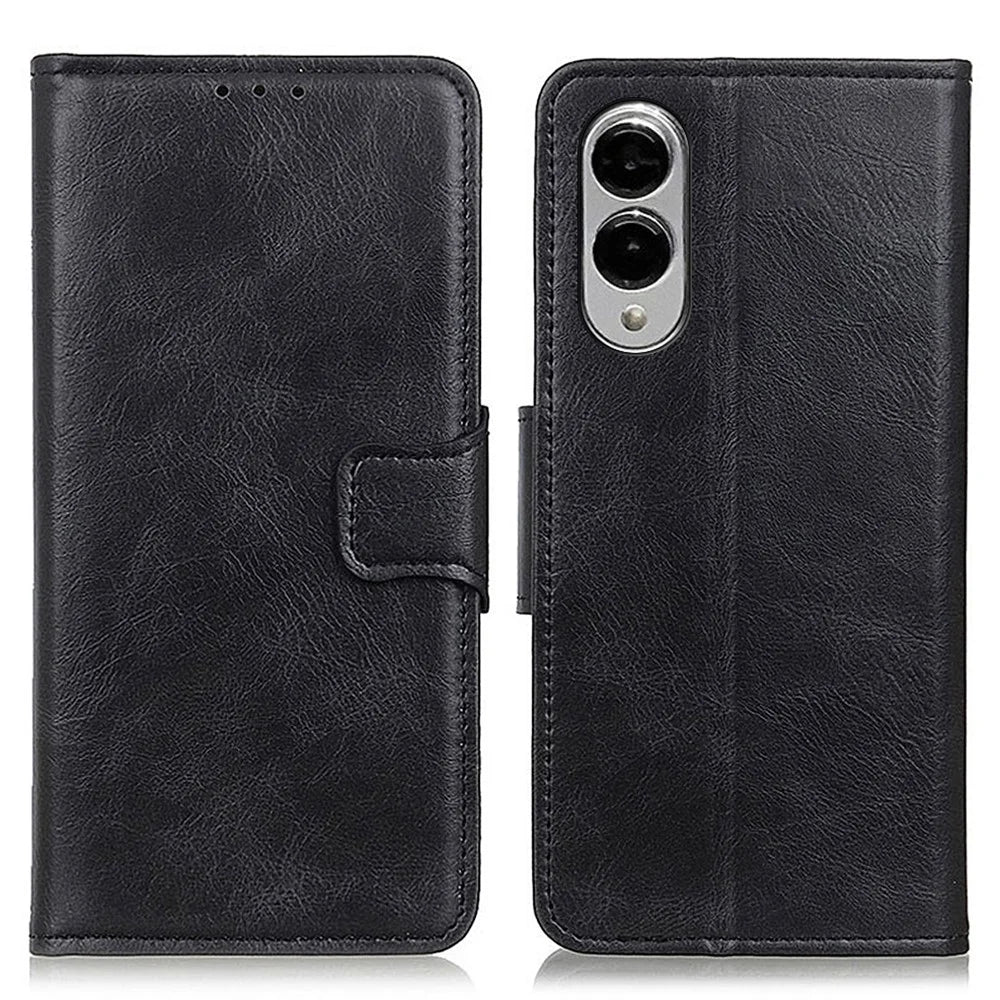 For Samsung Galaxy S25 Edge Case RFID Blocking Genuine Cow Leather Wallet Phone Cover - Black - 1