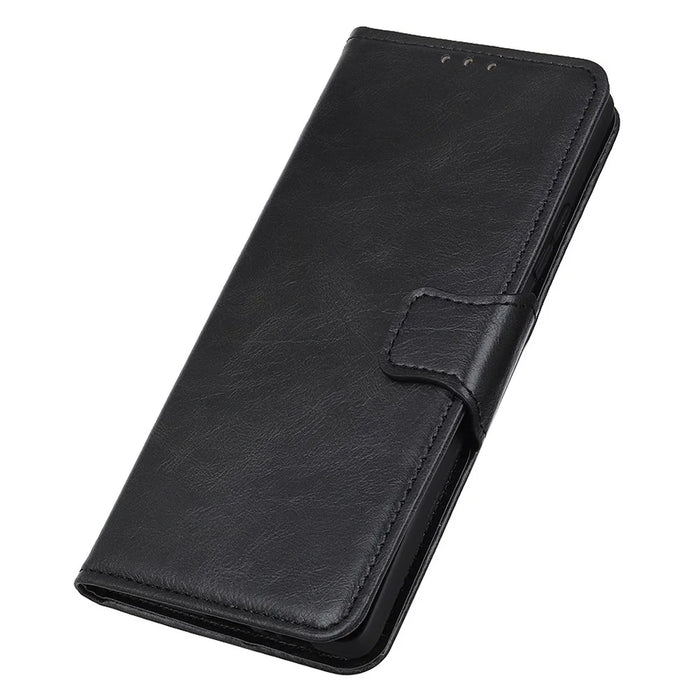 For Samsung Galaxy S25 Edge Case RFID Blocking Genuine Cow Leather Wallet Phone Cover - Black - 6