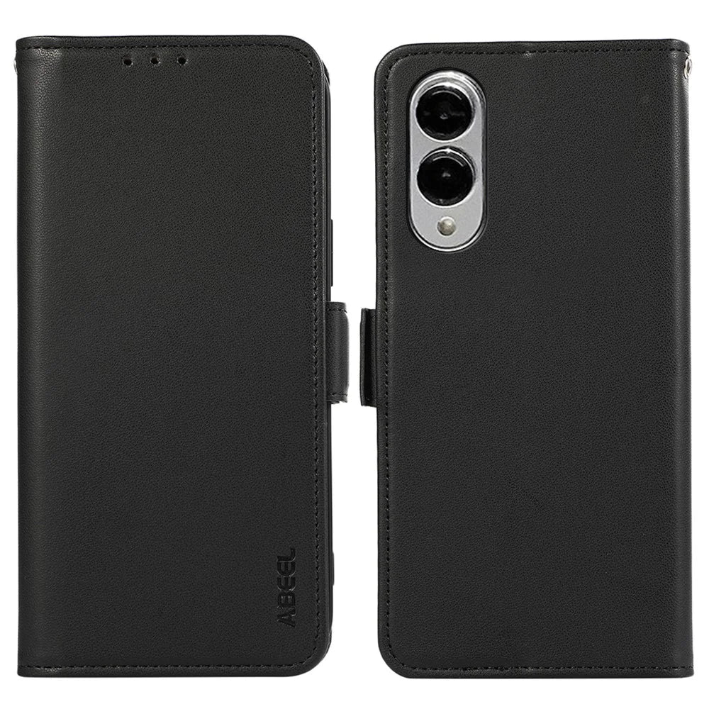 ABEEL For Samsung Galaxy S25 Edge Case Leather Phone Cover with RFID Blocking Wallet - Black - 1