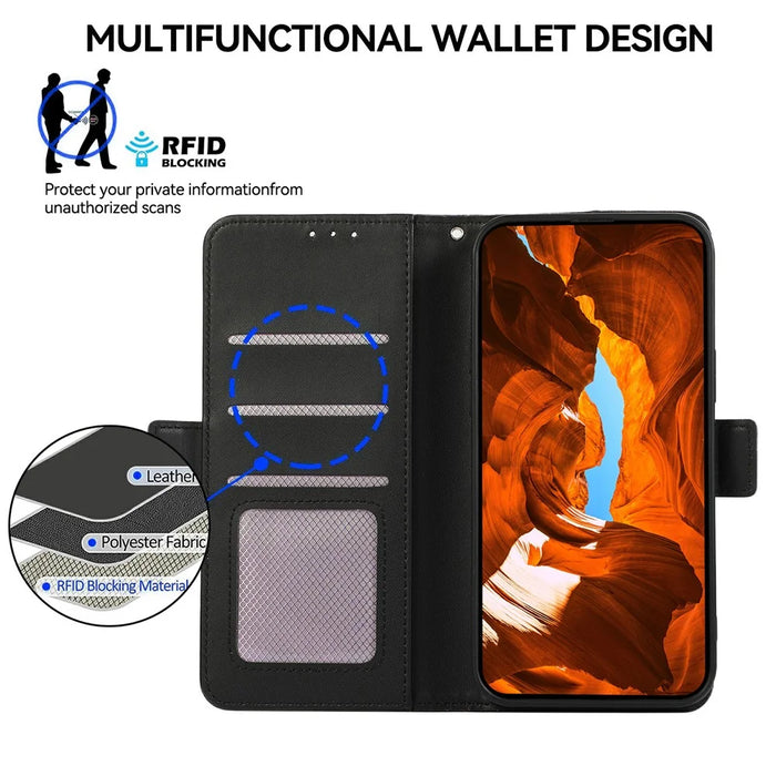 ABEEL For Samsung Galaxy S25 Edge Case Leather Phone Cover with RFID Blocking Wallet - Black - 4