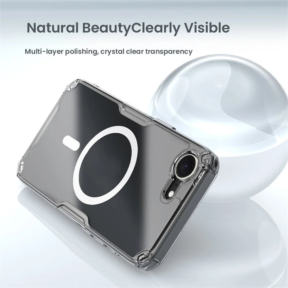 NILLKIN Nature Pro Series for iPhone 17e / 16e Case Compatible with MagSafe TPU + PC Ultra Clear Phone Case Compatible with MagSafe - 7