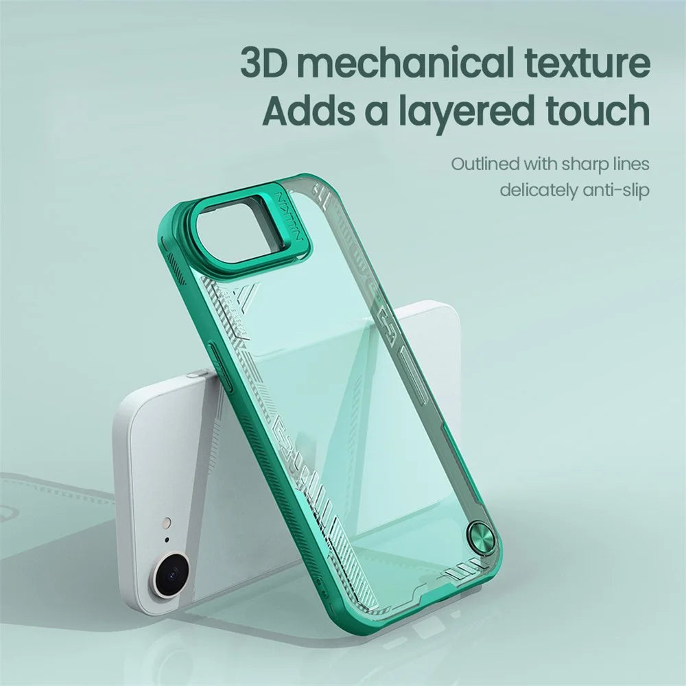 NILLKIN Iceblade CamProp For iPhone 17e / 16e Case Lens Frame Kickstand PC + TPU Phone Cover - Black - 7