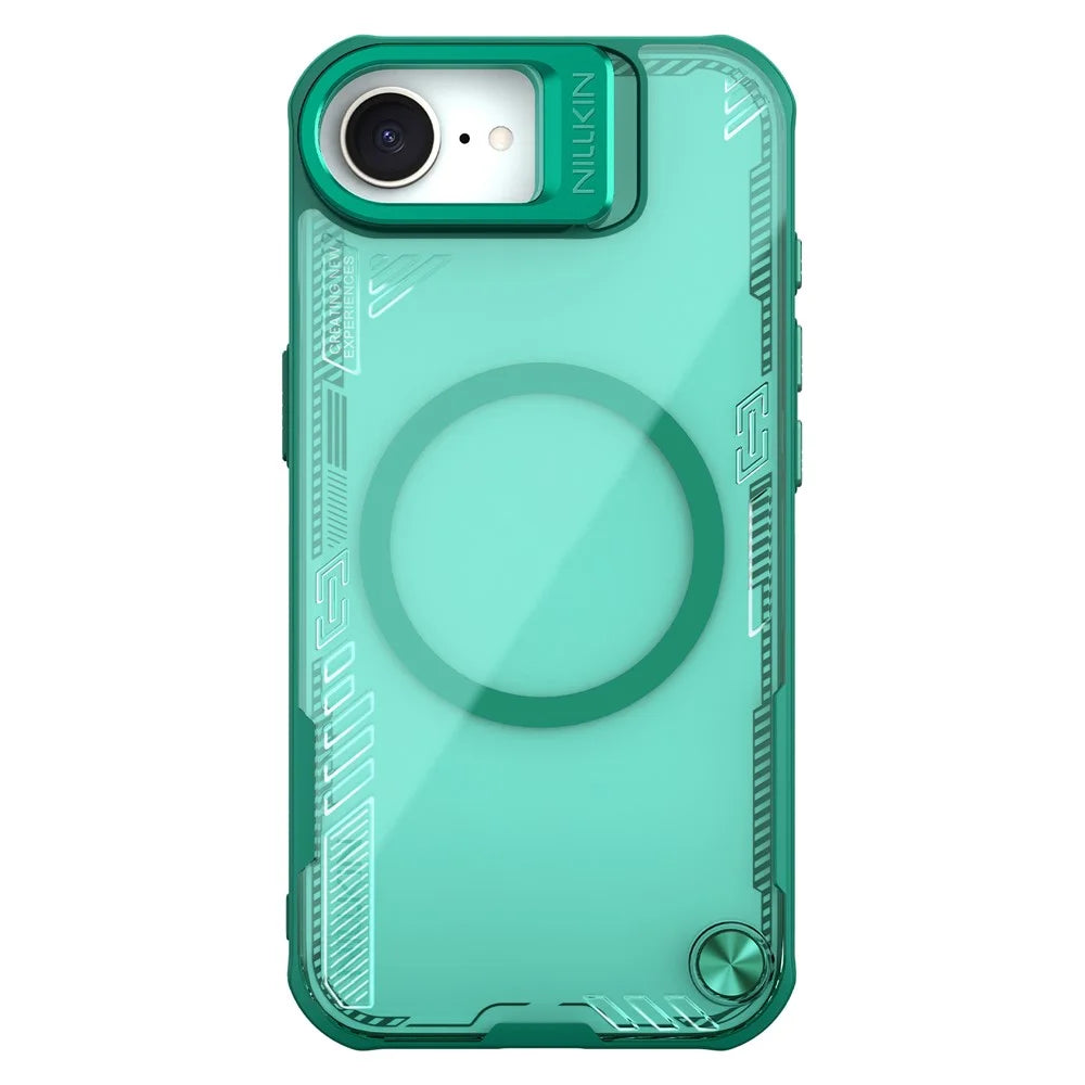 NILLKIN Iceblade CamProp For iPhone 17e / 16e Case Compatible with MagSafe Lens Frame Kickstand PC + TPU Phone Cover - Green - 1