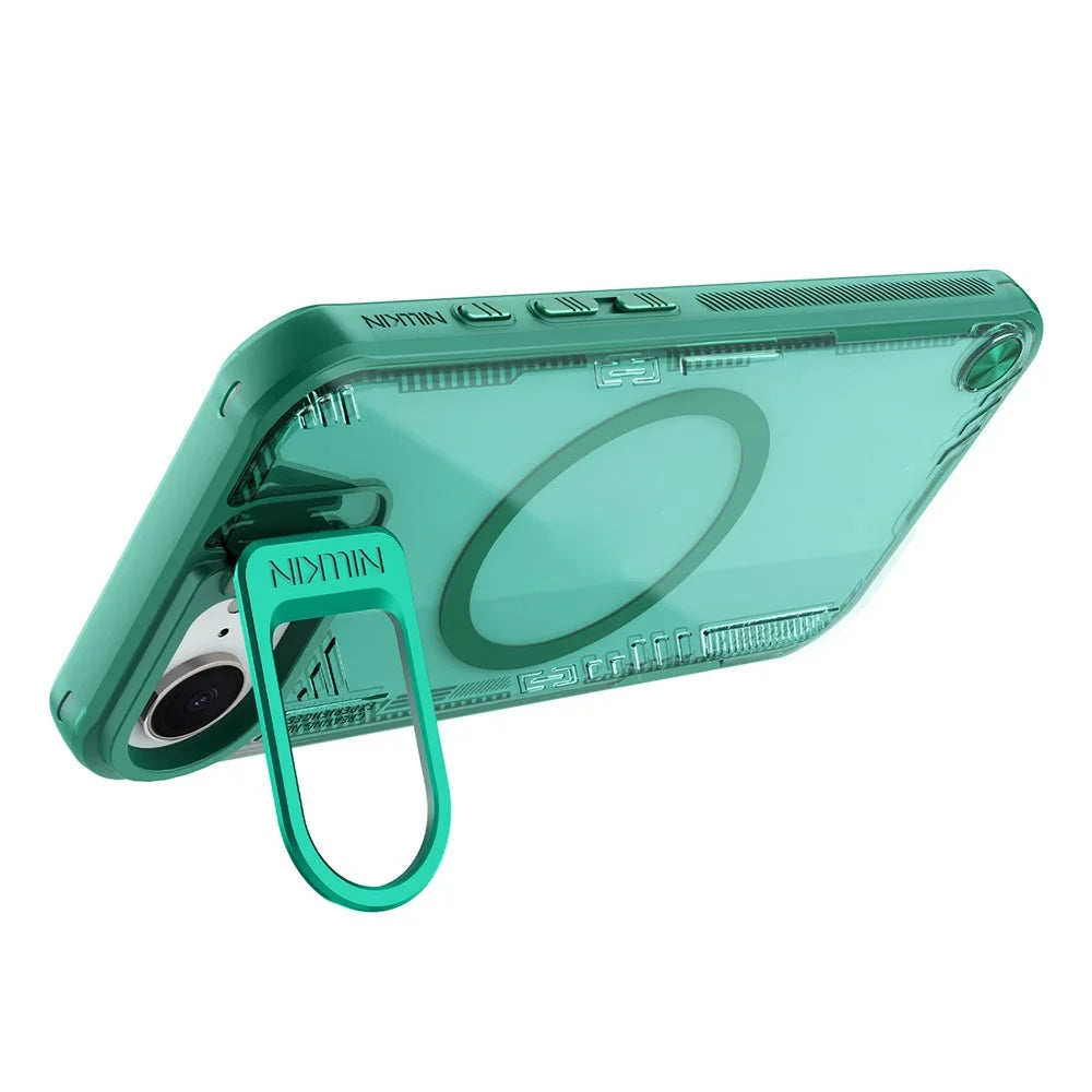NILLKIN Iceblade CamProp For iPhone 17e / 16e Case Compatible with MagSafe Lens Frame Kickstand PC + TPU Phone Cover - Green - 2