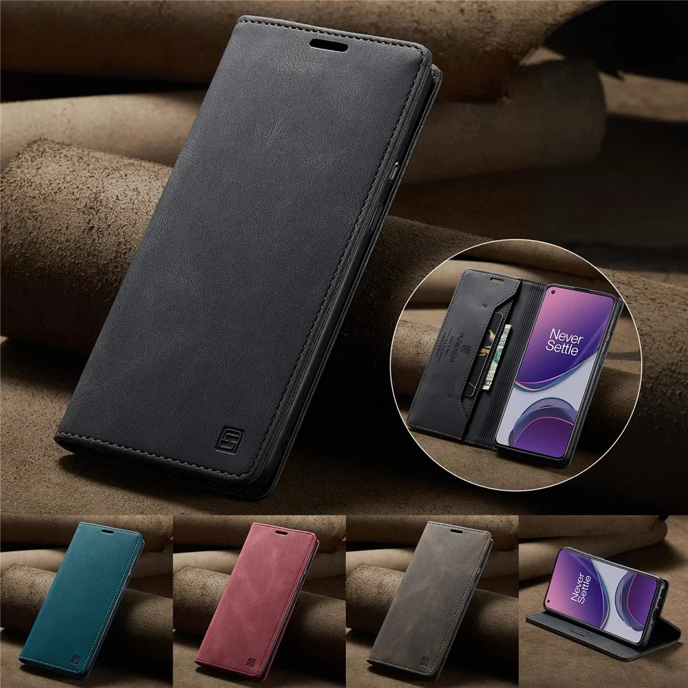 AUTSPACE For OnePlus 8T Wallet Case  A01 Leather Stand Cover with RFID Blocking Card Holder - Black - 5