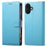 DF-012 For iPhone 16 Plus Case Litchi Texture Leather Wallet Stand Phone Cover - Sky Blue - 1