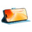 DF-012 For iPhone 16 Plus Case Litchi Texture Leather Wallet Stand Phone Cover - Sky Blue - 4