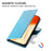 DF-012 For iPhone 16 Plus Case Litchi Texture Leather Wallet Stand Phone Cover - Sky Blue - 6
